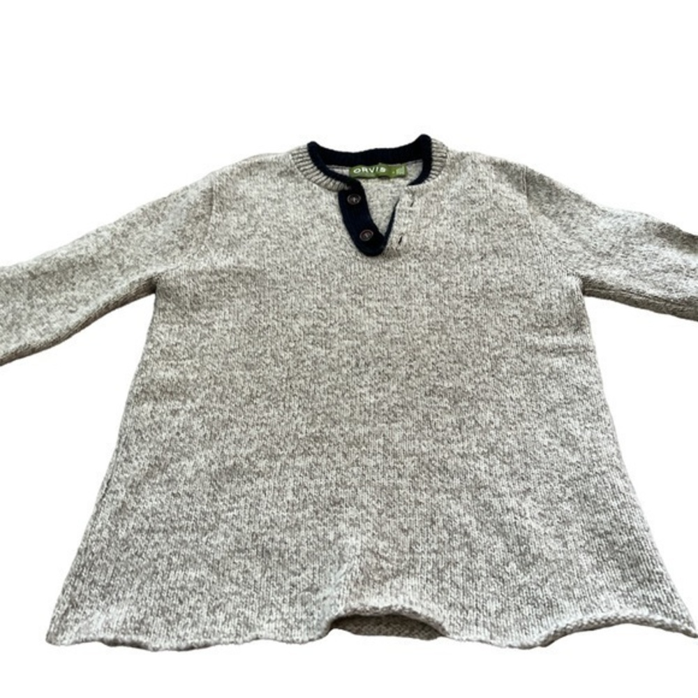 Orvis Gray Wool Two Button Sweater Pullover - image 3
